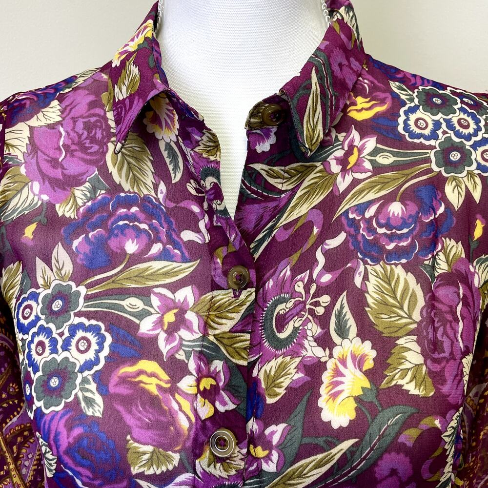 Anthropologie Nikole Maxi Shirtdress XS Paisley Floral Boho - Picture 6 of 16